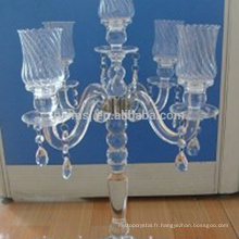 Bougie en cristal à 5 ​​branches unique avec cristal de suspension pour les décorations